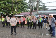 Polres Merangin Kerahkan Personil Pengamanan Jamaah Haji di Halaman Kantor Bupati